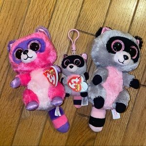Ty Beanie Boo raccoon plush set